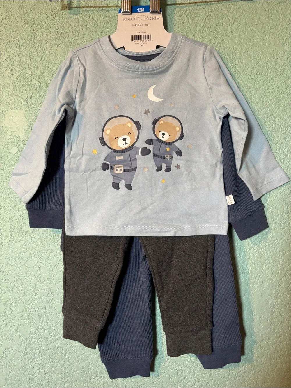 Koala Kids Baby Navy Moon & Stars 4 Piece Set, 12 mos - NWT